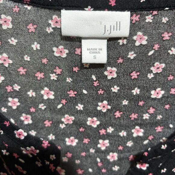 J Jill Top Womens Medium Multicolor Floral Print Split Neck Rayon Blouse - Picture 7 of 9